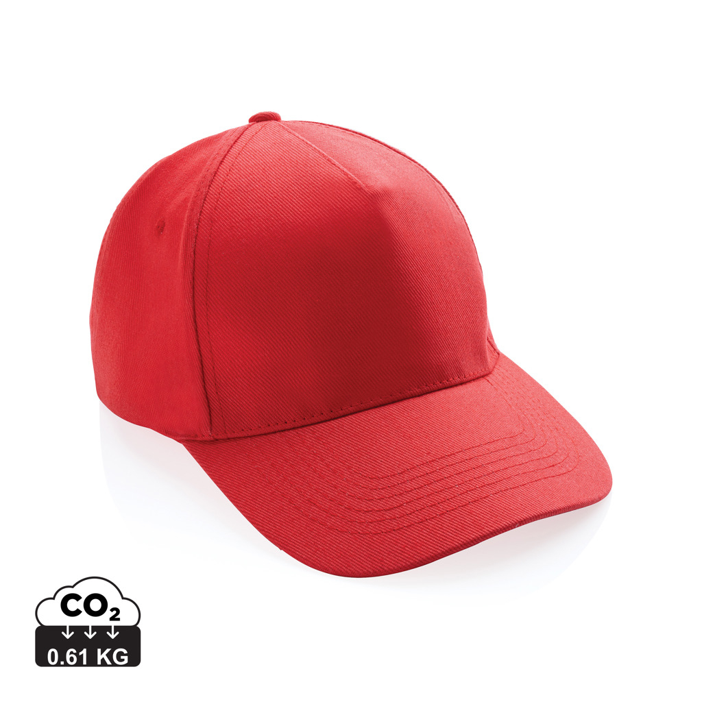 Casquette coton recyclé 280 g publicitaire 5 pans Impact luscious red